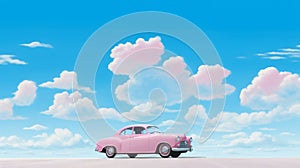 Vibrant Pink Car In Photorealistic Still Life: A Stunning Wall Paper