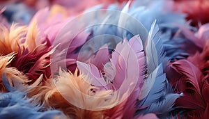 Vibrant pink feather, softness and elegance in nature beauty generated by AI