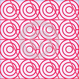 Vibrant Pink Geometric Circles and Triangles Seamless Pattern