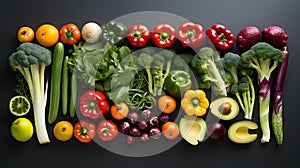 Vibrant Pink and Green Produce Petals Composition