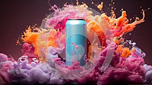 Vibrant Pink Orange Paint Burst from Spray Can Mockup GenerativeAI