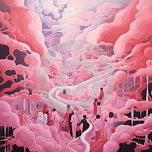 Pink Politics: Multilayered Painting With Accurate Topography Patterns photo
