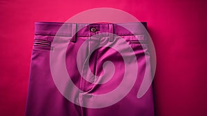 Vibrant Pink Pant On Purple Background - Photorealistic Precisionist Style
