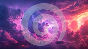 Vibrant Pink Purple Blue Storm Clouds Sunset Sky