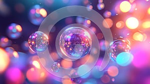 Vibrant Pink Purple Glowing Bubbles Abstract Background