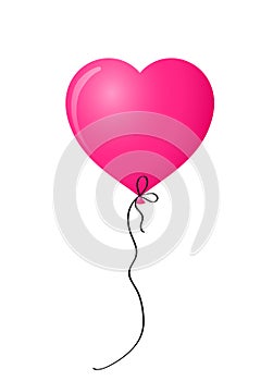 Vibrant pink realistic heart shaped helium balloon