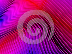 Vibrant pink and red 3D waves dynamic abstract background.