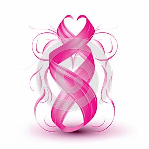 Vibrant pink ribbon isolated on white