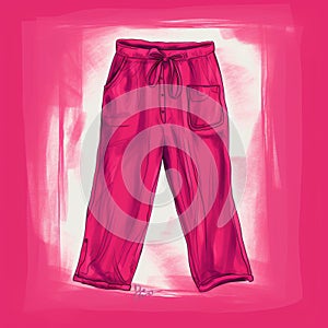 Vibrant Pink Trousers Sketch On Fuchsia Background photo