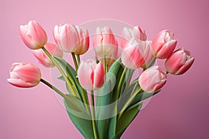 Vibrant Pink tulips. Generate Ai