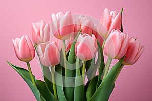 Vibrant Pink tulips. Generate Ai