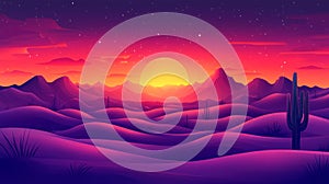 Vibrant Pixel Art Desert Sunset Landscape