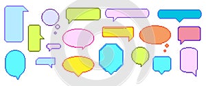 Vibrant Pixel Speech Bubble Set That Adds Retro Charm To Your Messages. Playful, 8 Bit Pixelated Speak Clouds or Boxes