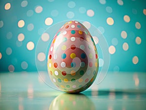 Vibrant Polka Dot Easter Egg A Festive Spring Celebration on a Blue Background