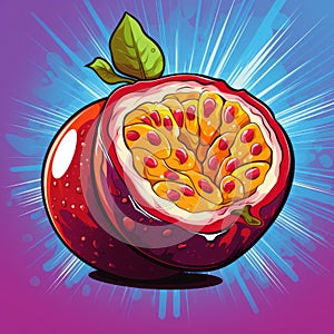 Vibrant Pop Art Illustration Of Ripe Passion Fruit