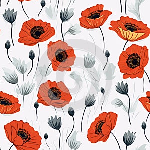 Vibrant Poppy Field Illustration With Retro Touch