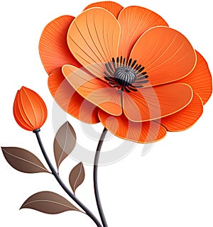 Vibrant Poppy flower icon with striking colors and elegant design. photo