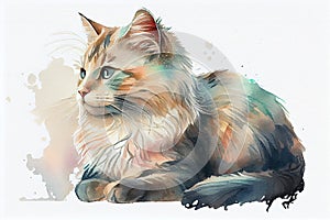 A vibrant portrait of an orange cat, capturing its curious and playful personality, generative ai illustration.