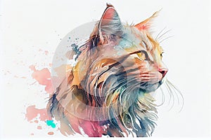 A vibrant portrait of an orange cat, capturing its curious and playful personality, generative ai illustration.