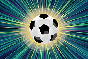 Vibrant poster featuring a pulsating motion of a soccer ball