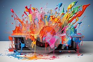 Vibrant Printer color splashes element. Generate Ai