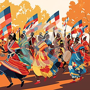 Vibrant Procession Celebrating Traditional Ceremonies