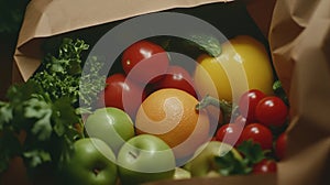 Vibrant Produce in Brown Paper Bag photo