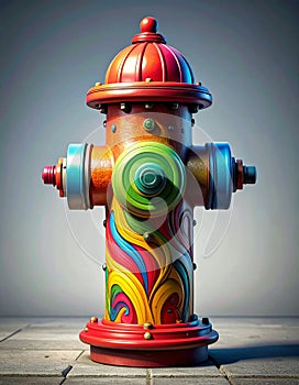 Vibrant Psychedelic Painted Fire Hydrant Art