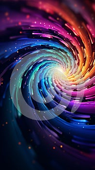 Vibrant Psychedelic Rainbow Swirl on Dark Purple Background