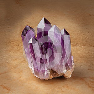 Vibrant purple amethyst crystal cluster photo