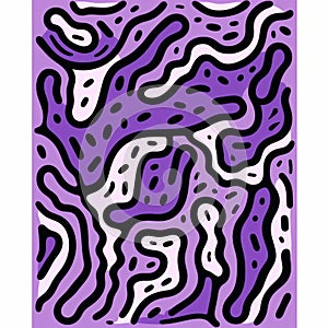 Vibrant Purple And Black Doodle Poster With Memphis Design Influence