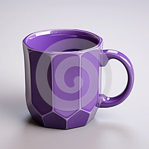 Vibrant Purple Coffee Mug - 3d Model With Faceted Shapes