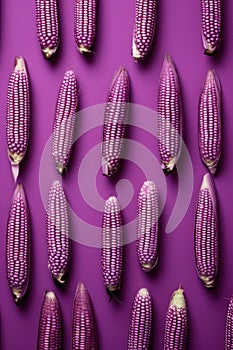 Vibrant Purple Corn on Colorful Background AI Generated