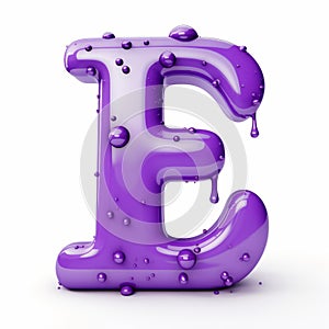 Vibrant Purple 3d Letter E With Water Droplets - Witty Expressionism photo