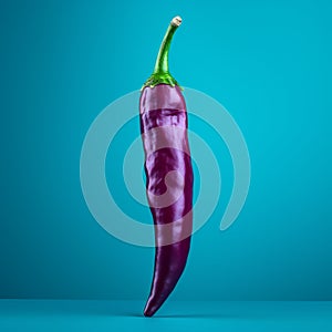 Vibrant Purple Jalapeno Pepper On Teal Background