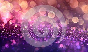 Vibrant purple and pink bokeh lights, abstract background. Glitter lights backdrop for Mother's Day, Woman's