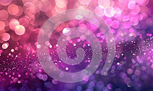 Vibrant purple and pink bokeh lights, abstract background. Glitter lights backdrop for Mother's Day, Woman's