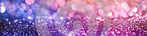 Vibrant purple and pink bokeh lights, abstract background. Glitter lights backdrop for Mother's Day, Woman's