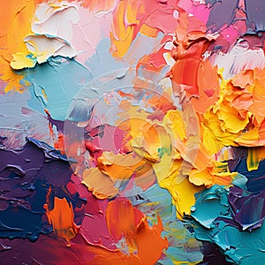 Vibrant Rainbow Abstract: Dynamic Brush Strokes on Canvas