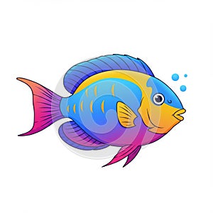 Vibrant Rainbow Colored Fish Illustration