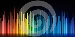 Vibrant rainbow gradient of thin glowing lines on a black background