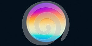 Vibrant rainbow grainy gradient circle purple yellow blue orange abstract retro banner design