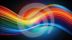 Vibrant rainbow hues flowing in a dynamic wave pattern, creating an abstract and colorful visual experience. Generative AI