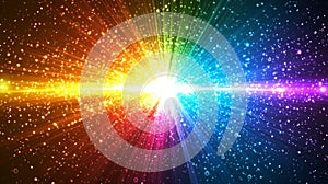 Vibrant Rainbow Light Burst with Sparkling Glitter