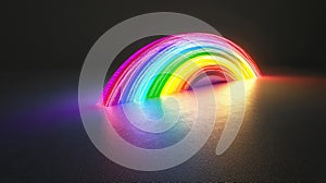 Vibrant Rainbow Neon Light Reflection