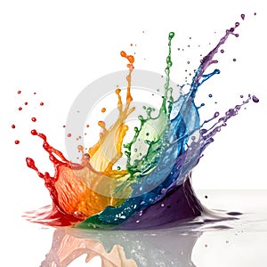 Rainbow paint splash isolated on white background