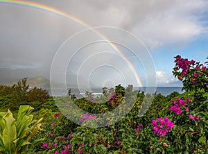 Vibrant Rainbow Over Ocean Kauai, Hawaii photo