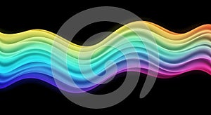 Vibrant rainbow wave abstract background with black backdrop