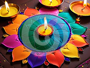 Vibrant Rangoli Colors A Digital Celebration of Diwali s Jubilance.AI Generated