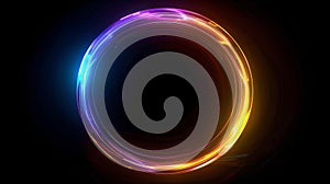 Vibrant red and blue circle energy flow on black background.